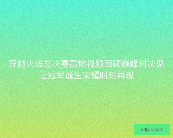 穿越火线总决赛高燃视频回顾巅峰对决见证冠军诞生荣耀时刻再现